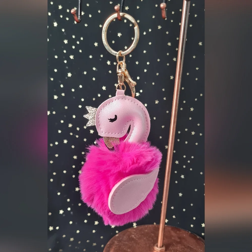 Sweet Hot Pink Pom Pom Flamingo